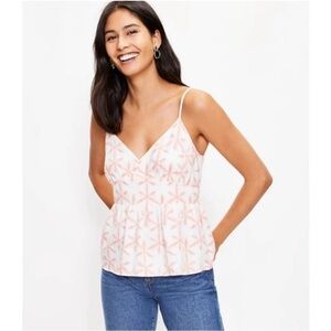LOFT Coral Printed V-Neck Spaghetti-Strap Camisole size medium new with tags